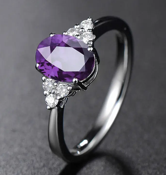 Solitaire Ring in choice of Red, Blue, Green, Purple -