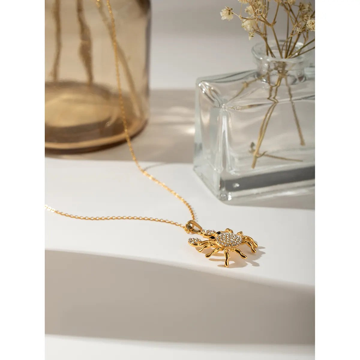 Gold Plated Crystal Crab Necklace