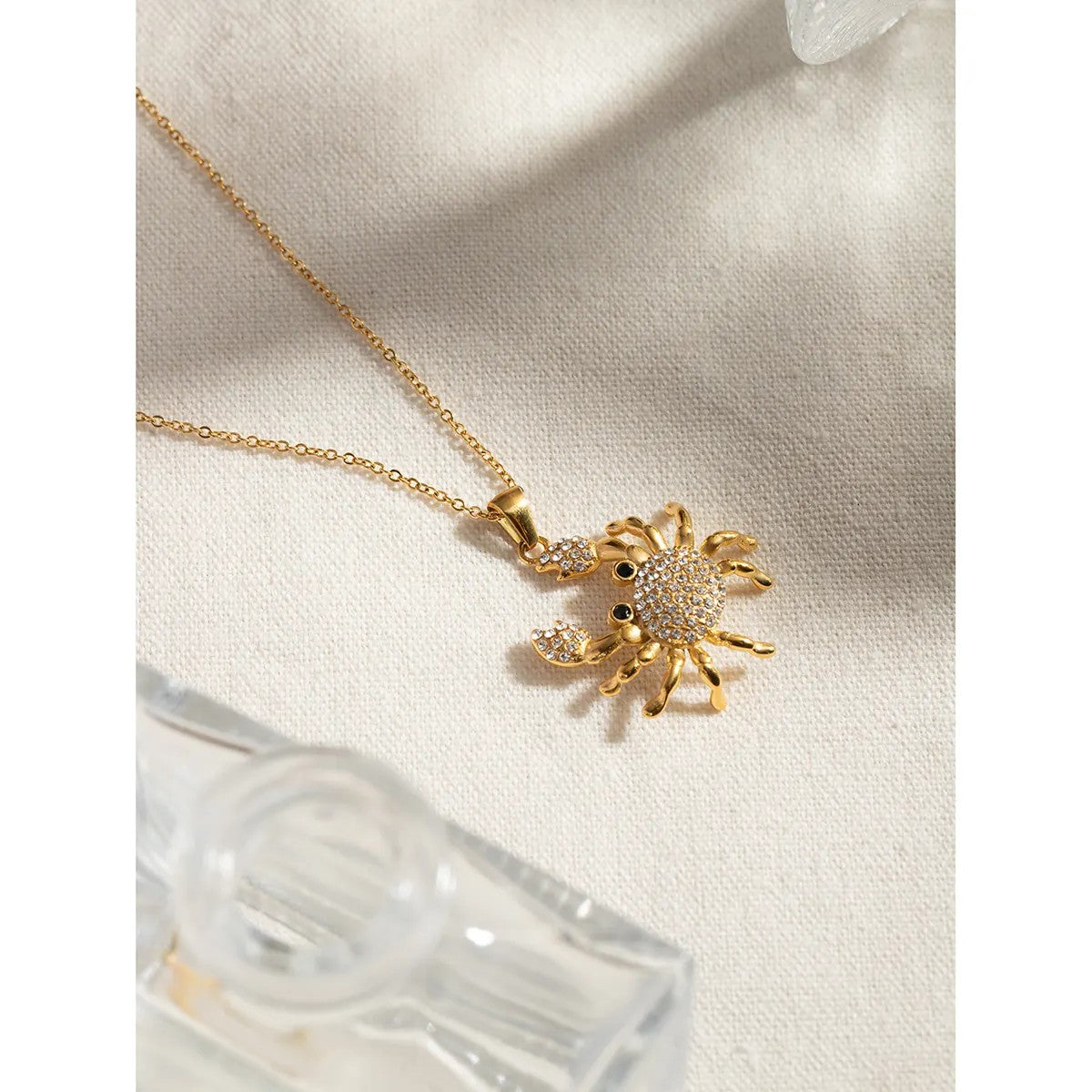 Gold Plated Crystal Crab Necklace