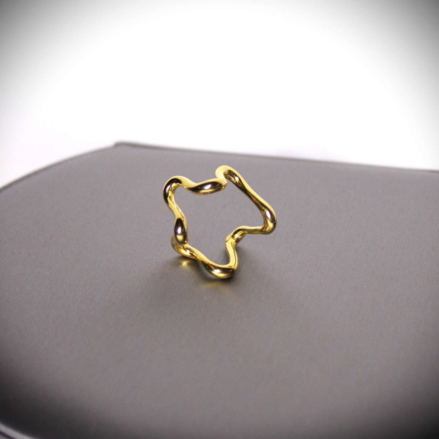 18k Gold-plated Stainless Steel Wave Ring image 2
