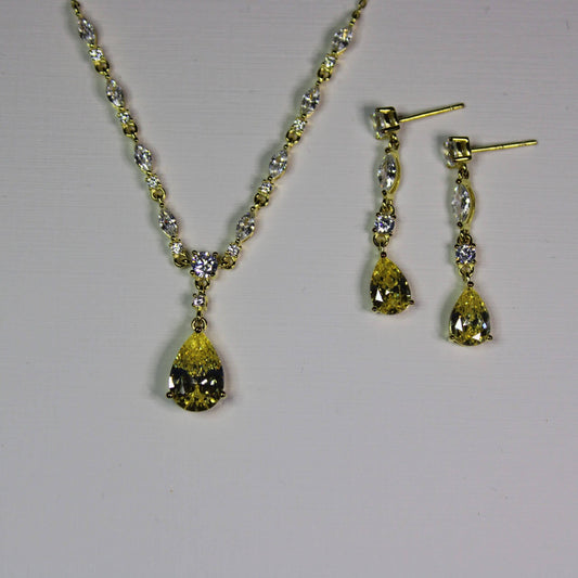 Elizabeth: Pear Citrine 18k Gold-plated Necklace and Earrings (SET) image 0