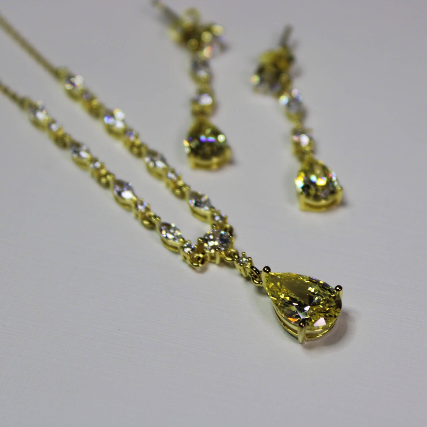 Elizabeth: Pear Citrine 18k Gold-plated Necklace and Earrings (SET) image 5