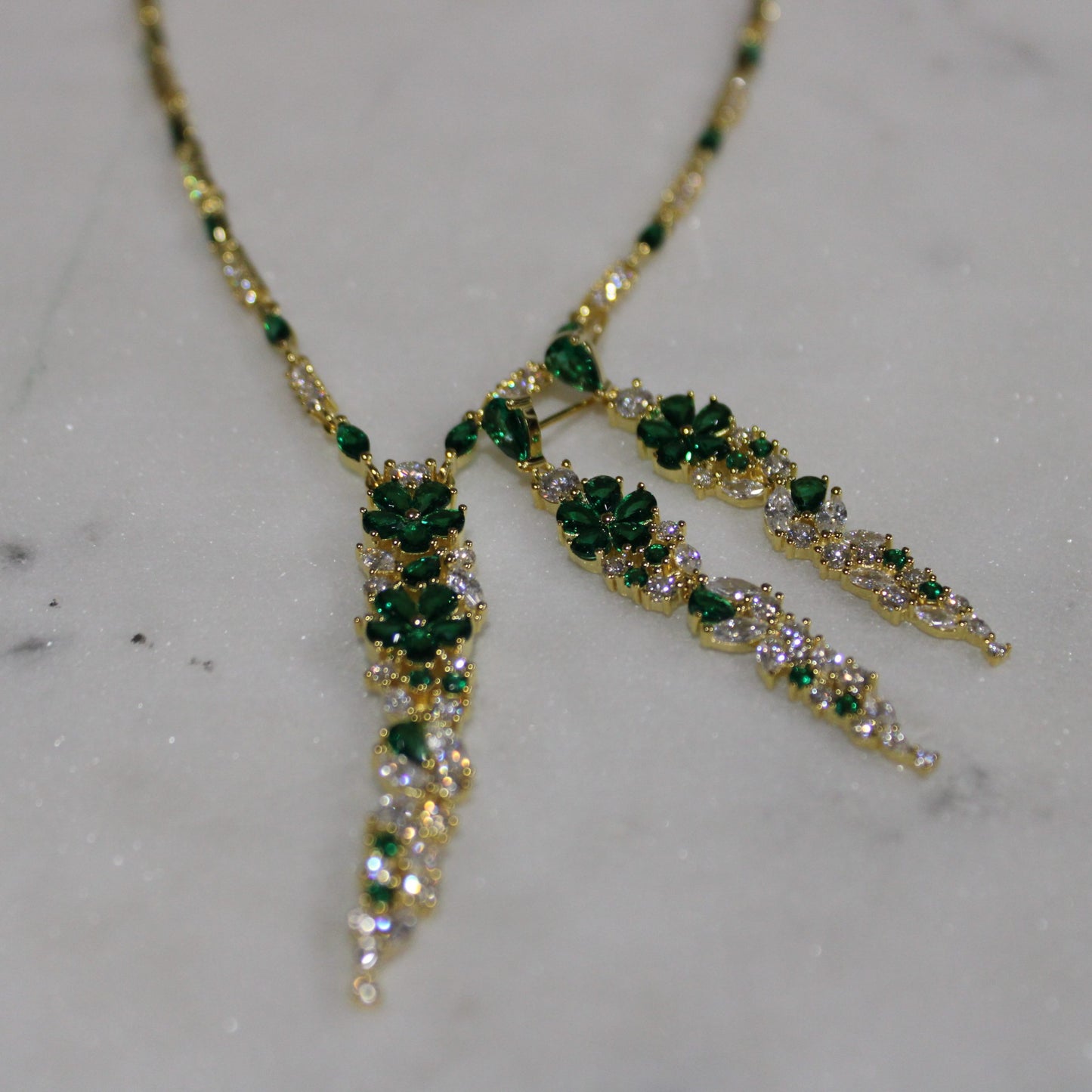 Josephine: Diamond and Emerald Necklace image 1