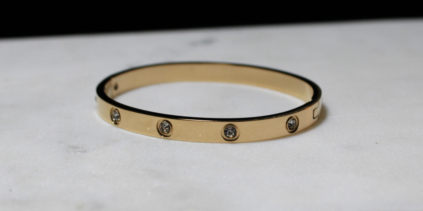 Silver Bangle Bracelet with Diamond Pave image 5