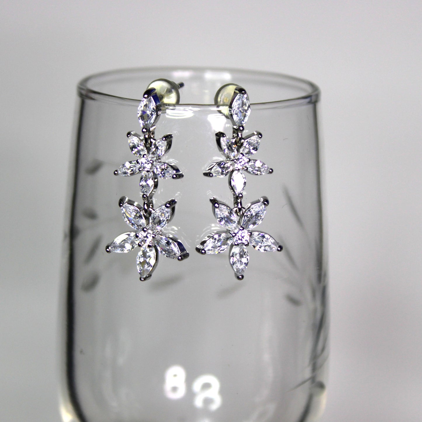 Amanda: Rhodium-plated .925 Sterling lab-created Marquise Diamond Necklace and Earrings Set