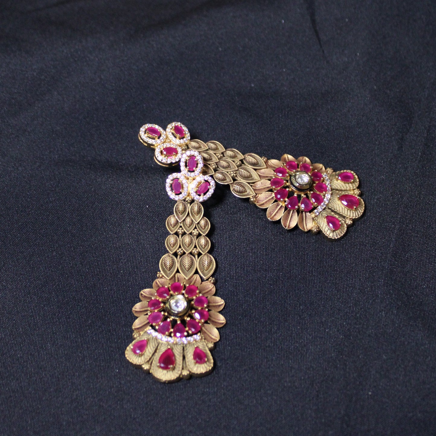 Delilah: Brass Choker with Teardrop and Oval Rubies (Set)