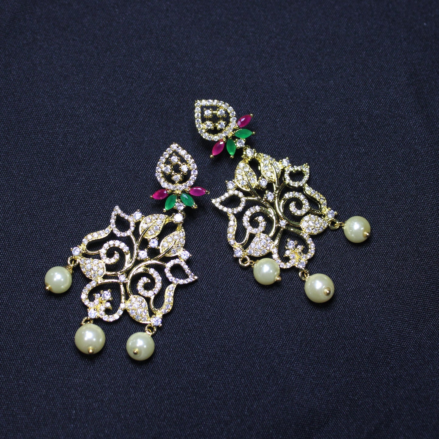 Faith: Diamond Pave Choker with Ruby, Emerald and Pearl Accent (Set)