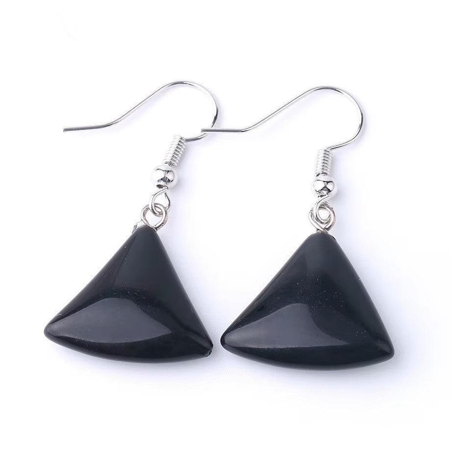 Fan Shaped Real Stone Earrings - Choice of Stone
