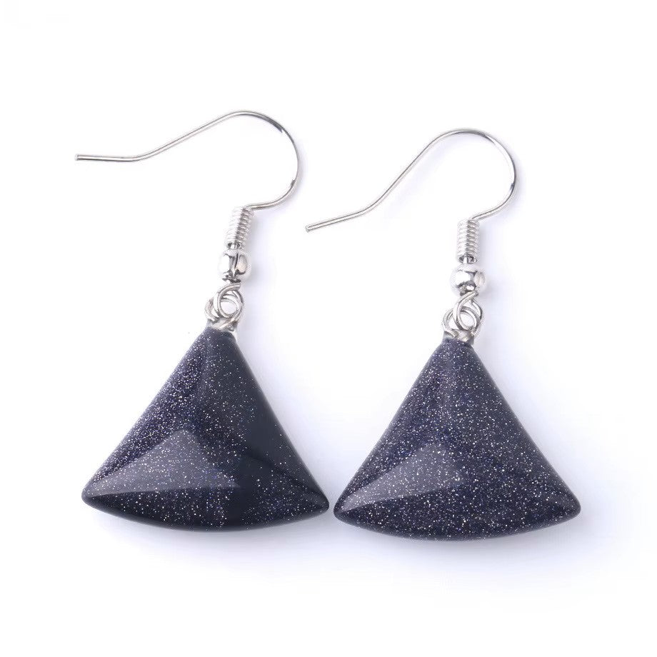 Fan Shaped Real Stone Earrings - Choice of Stone