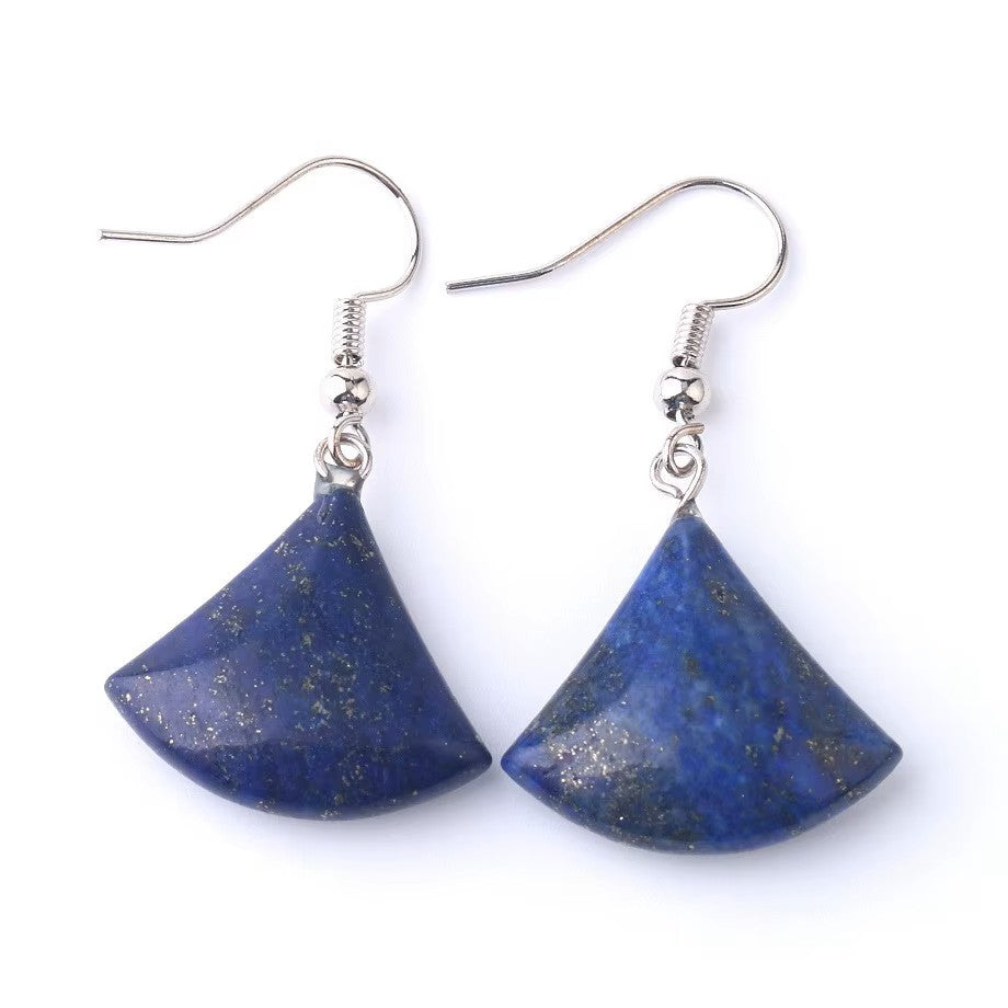 Fan Shaped Real Stone Earrings - Choice of Stone