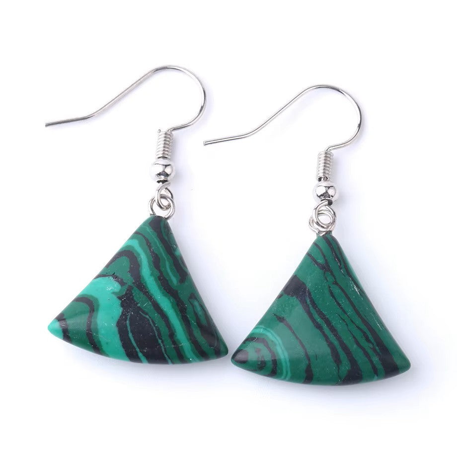 Fan Shaped Real Stone Earrings - Choice of Stone