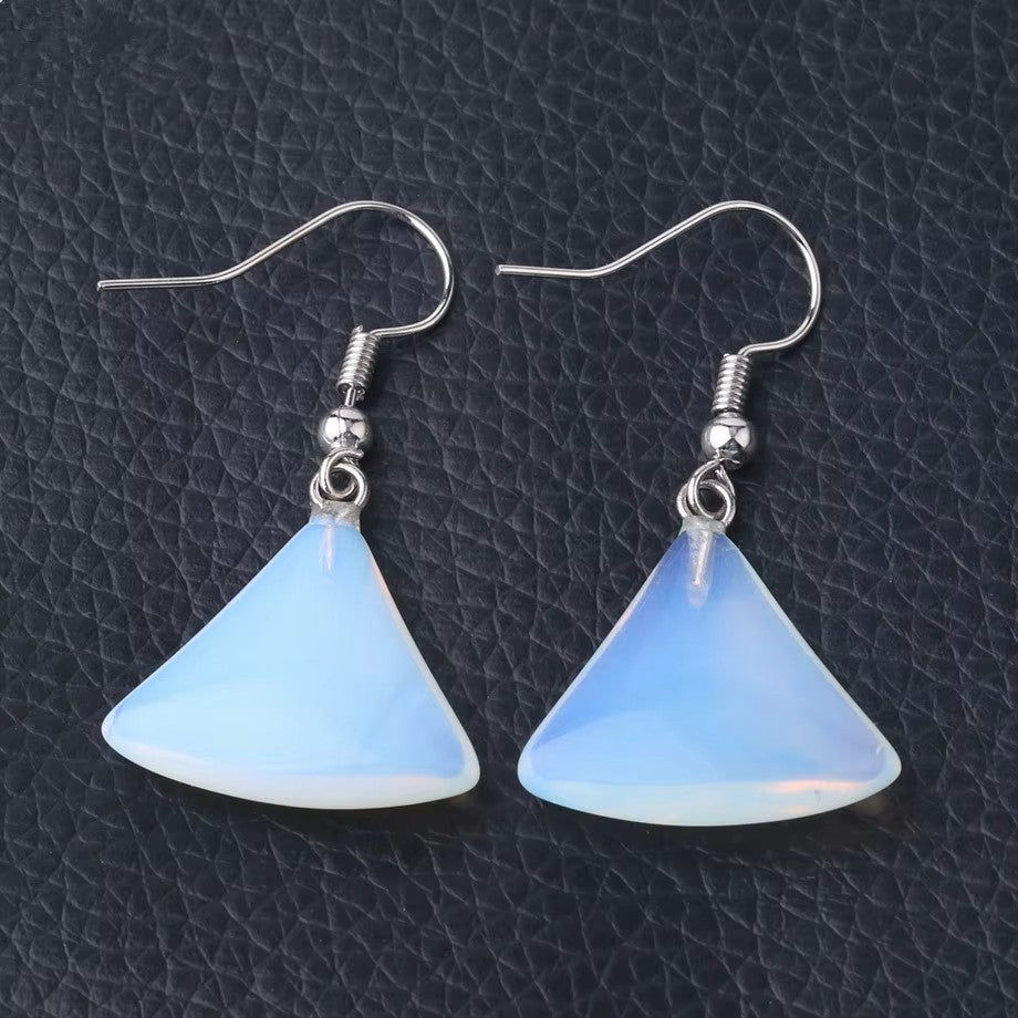 Fan Shaped Real Stone Earrings - Choice of Stone