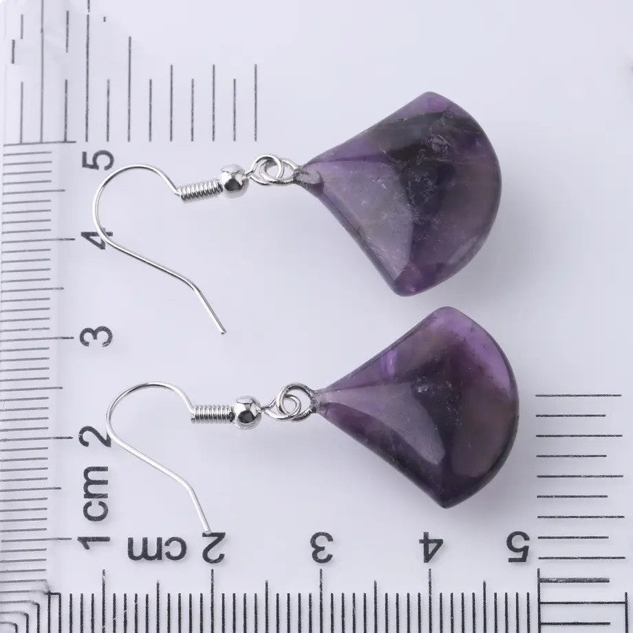 Fan Shaped Real Stone Earrings - Choice of Stone