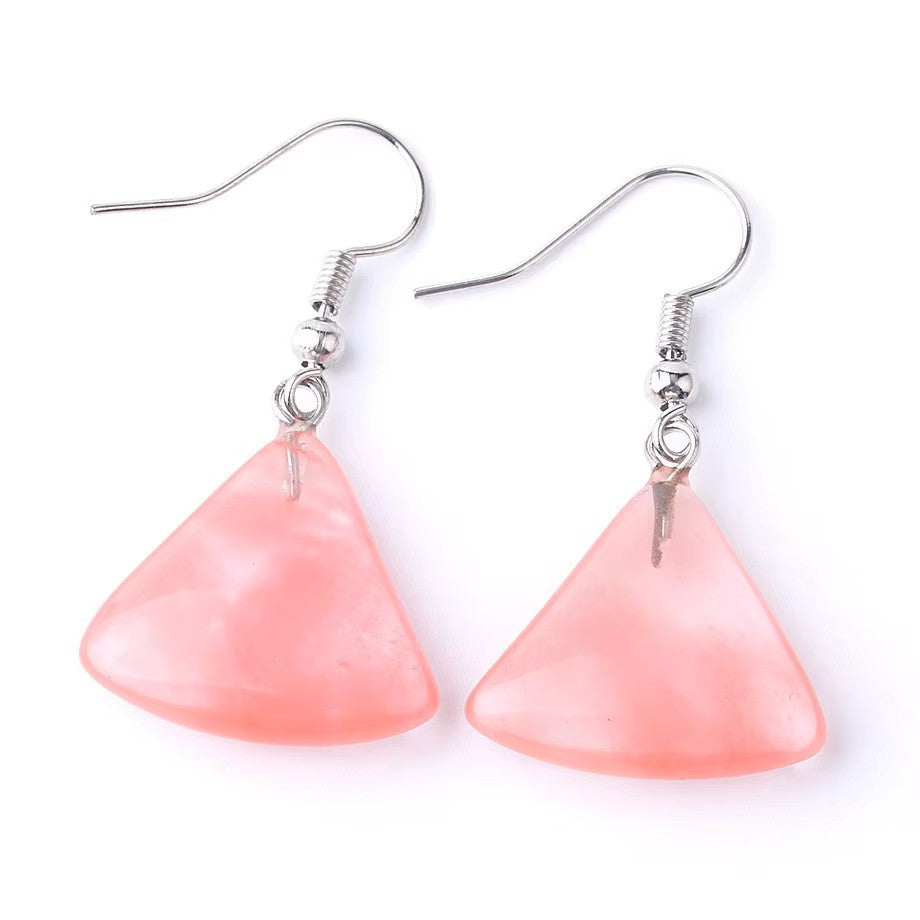Fan Shaped Real Stone Earrings - Choice of Stone