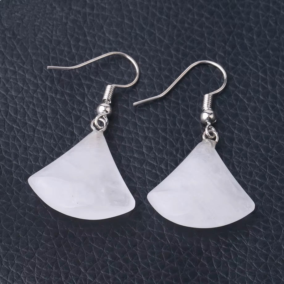 Fan Shaped Real Stone Earrings - Choice of Stone
