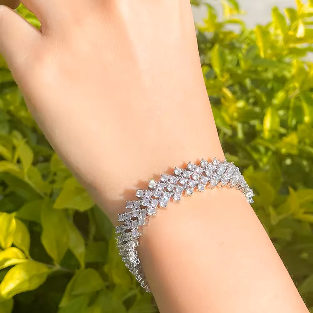 Diamond (lab-created) Tennis Style Bracelet (Gold or Rhodium Plated)