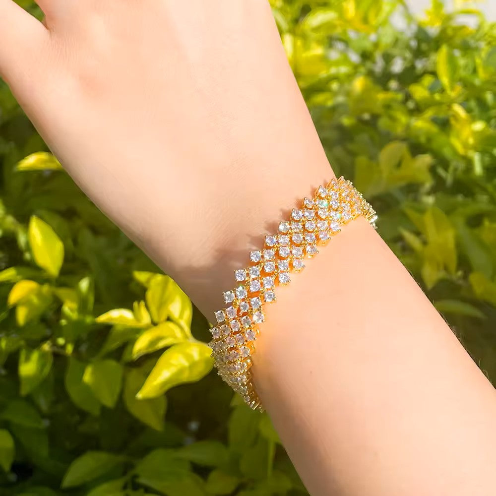 Diamond (lab-created) Tennis Style Bracelet (Gold or Rhodium Plated)