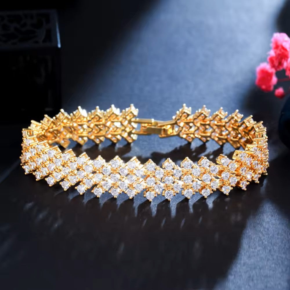 Diamond (lab-created) Tennis Style Bracelet (Gold or Rhodium Plated)