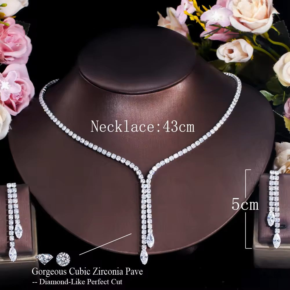 Monica: Diamond (lab-created) Chain with Front Y Drop Set