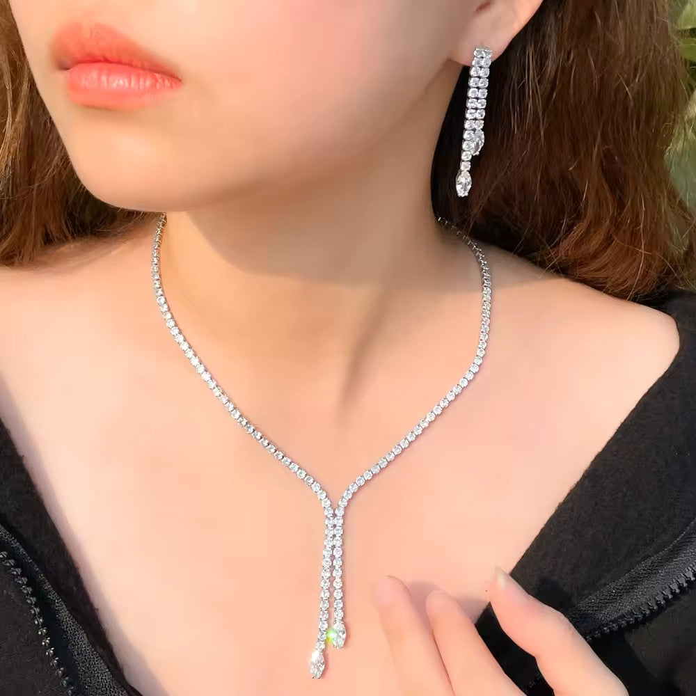 Monica: Diamond (lab-created) Chain with Front Y Drop Set