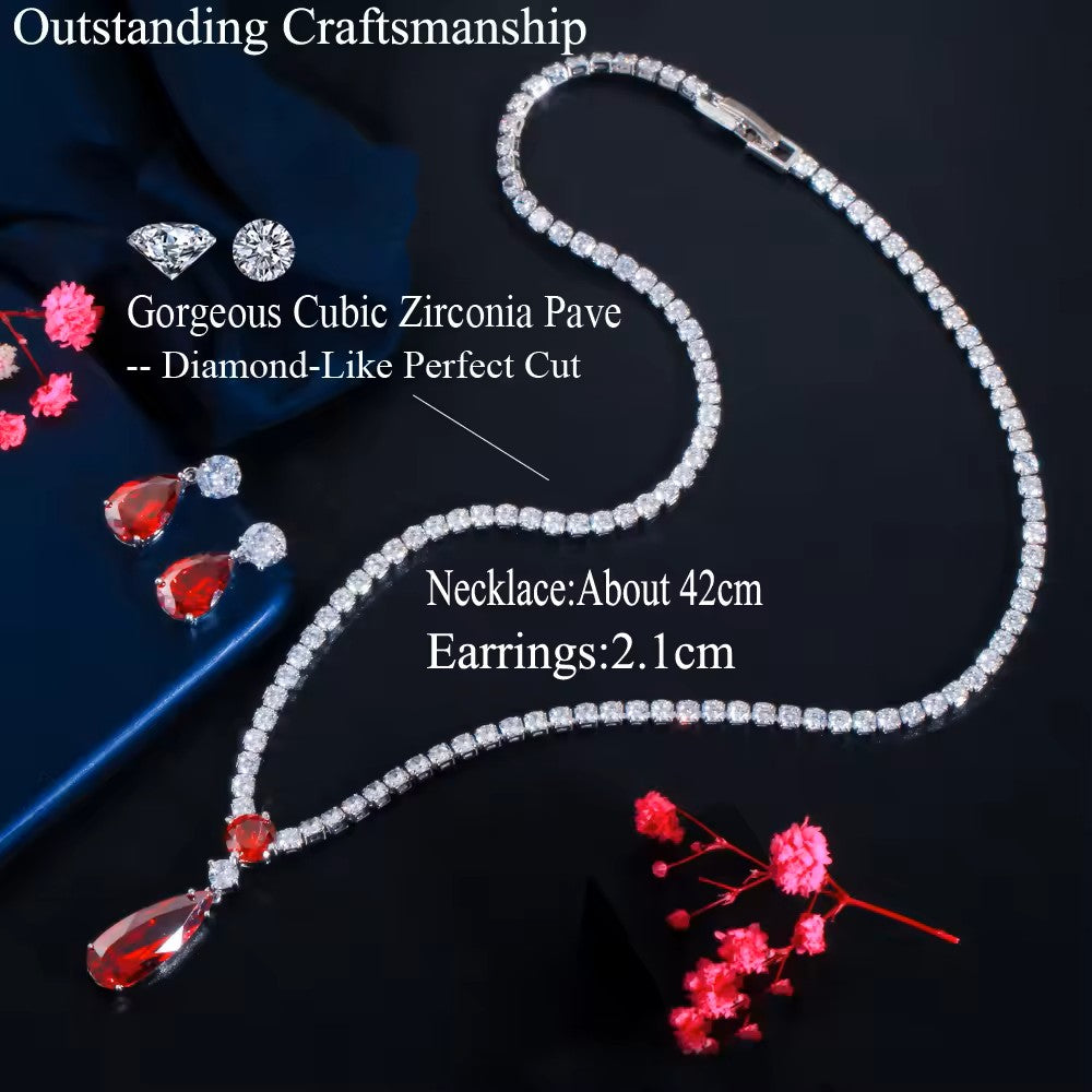 Melinda: Diamond (lab-created) Chain with Amethyst Teardrop Set