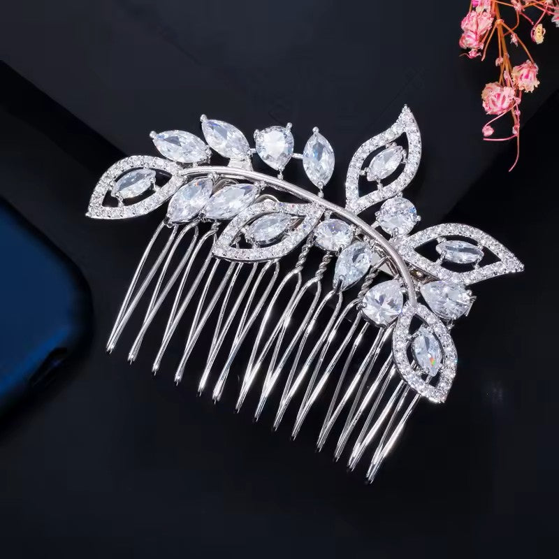 Marquis, Teardrop and Pave lab-created Diamond Hair Comb