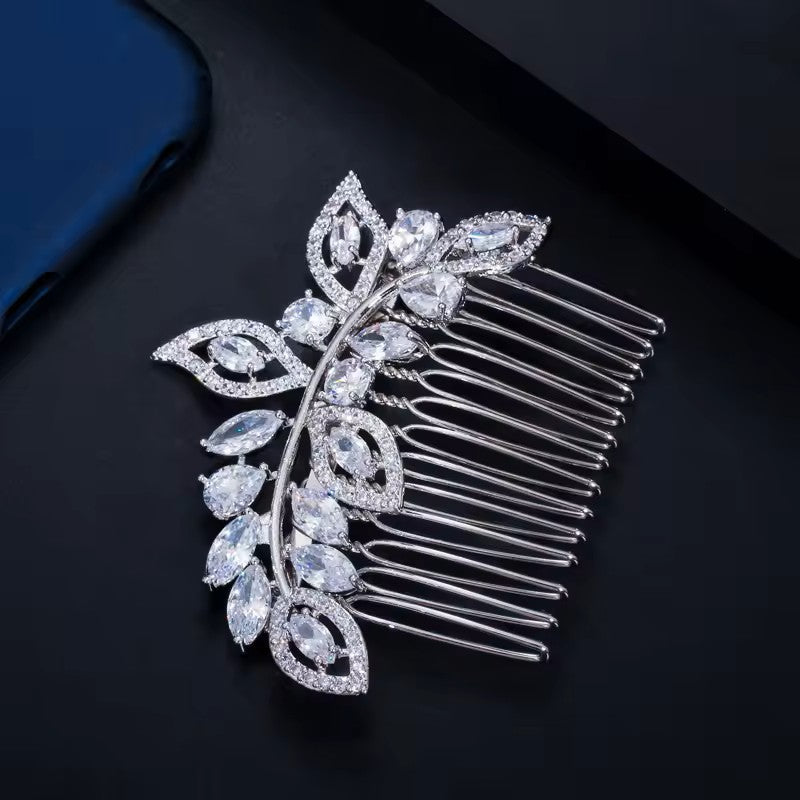 Marquis, Teardrop and Pave lab-created Diamond Hair Comb