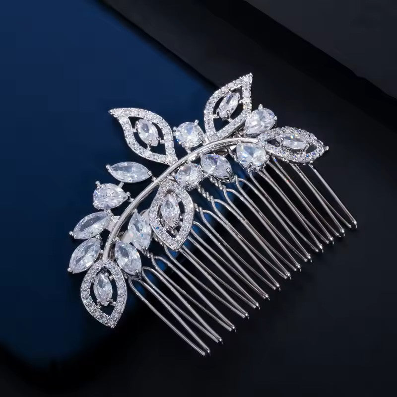 Marquis, Teardrop and Pave lab-created Diamond Hair Comb