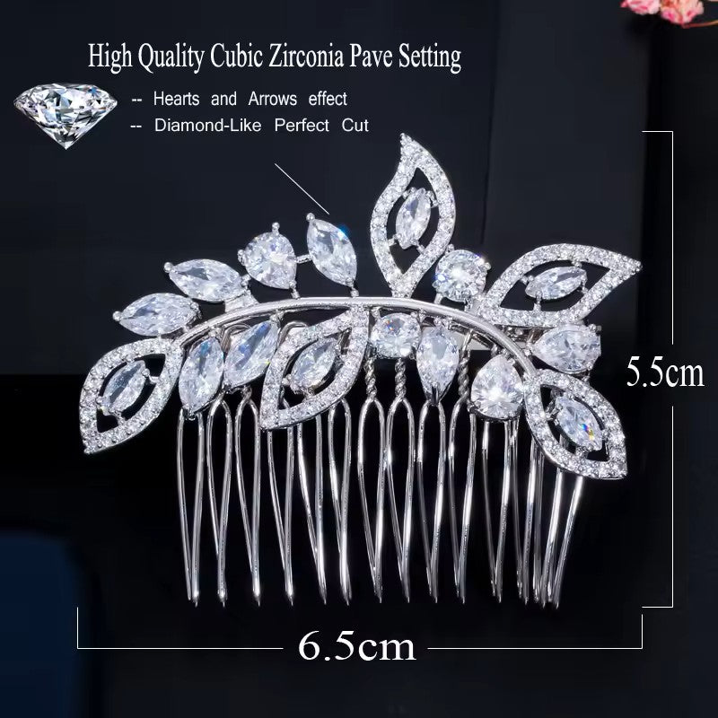 Marquis, Teardrop and Pave lab-created Diamond Hair Comb