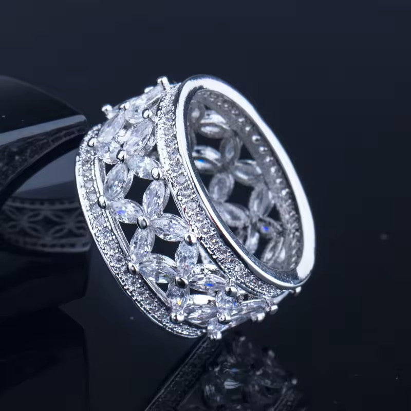 Marquise lab-created Diamond Band Ring with Pave Accents
