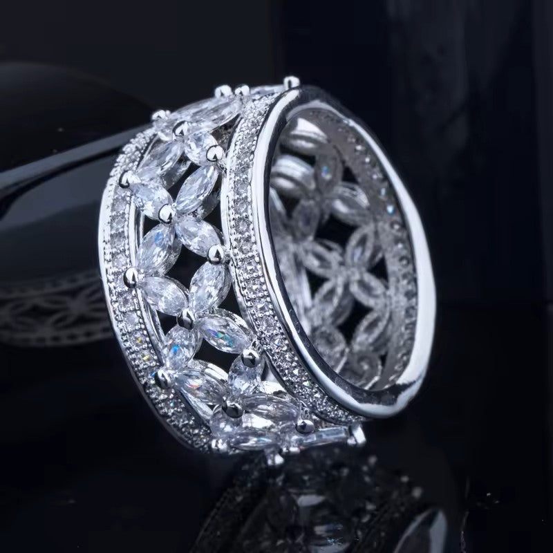 Marquise lab-created Diamond Band Ring with Pave Accents
