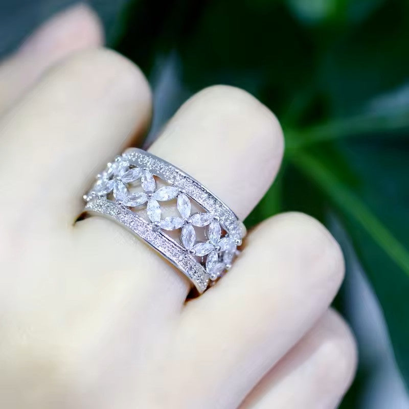 Marquise lab-created Diamond Band Ring with Pave Accents