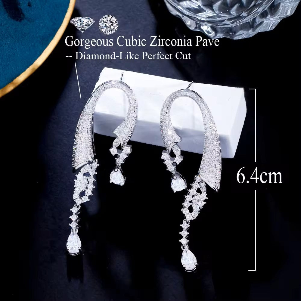 Pave and Pear Cut lab-created Diamond Oval Earrings