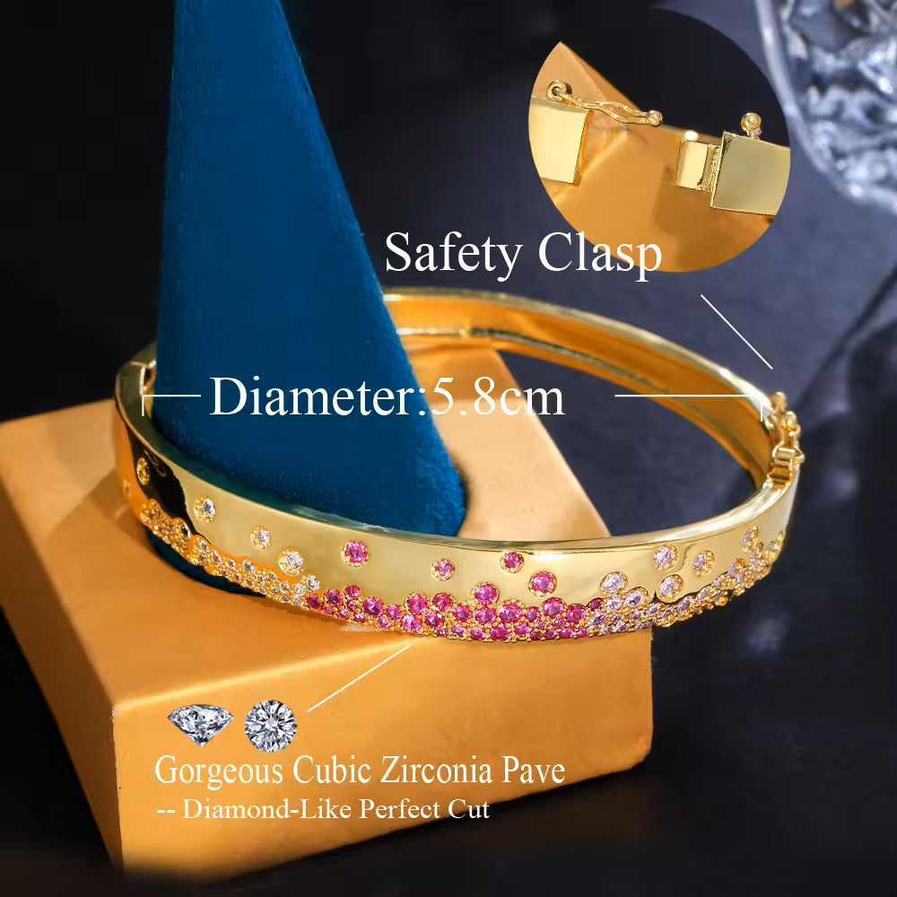 18k Gold-plated Bangle with lab-created Ruby and Diamond pave