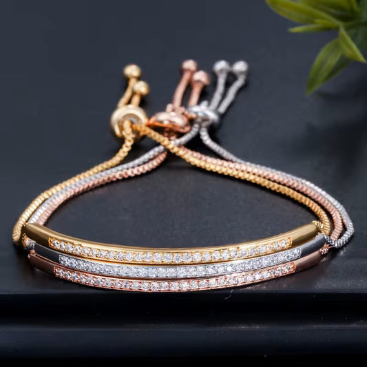 18k Gold-plated lab-created Diamond Pave Bracelet (White, Yellow or Rose Gold)