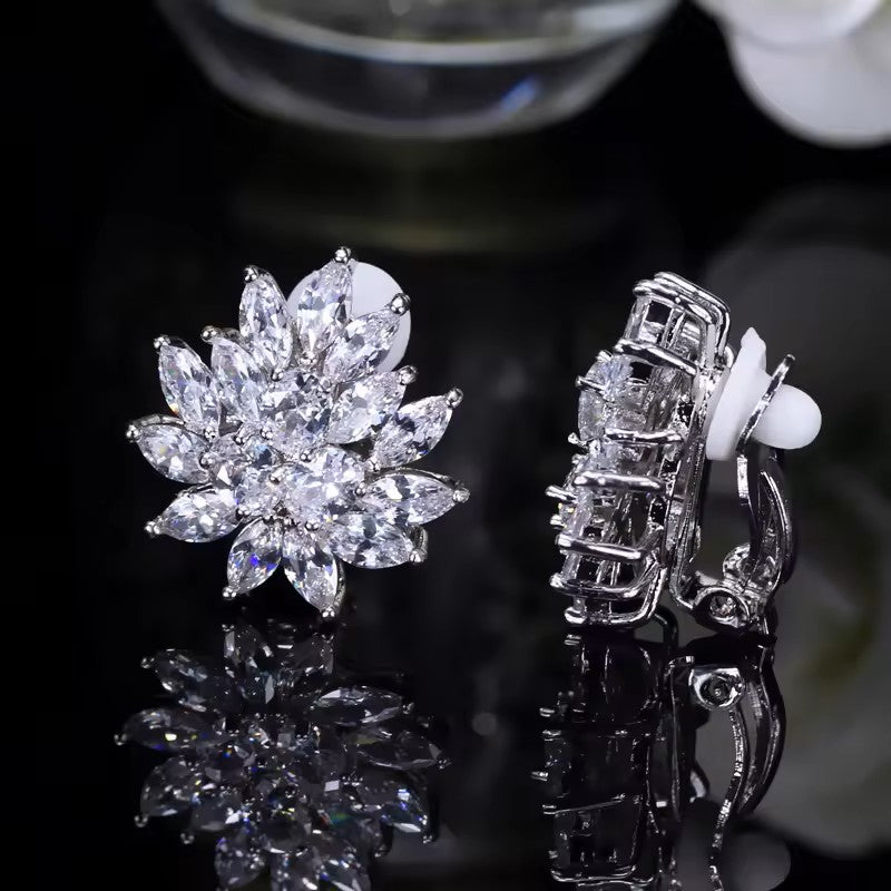 Round and Marquise lab-created Diamond Clip-On Earrings
