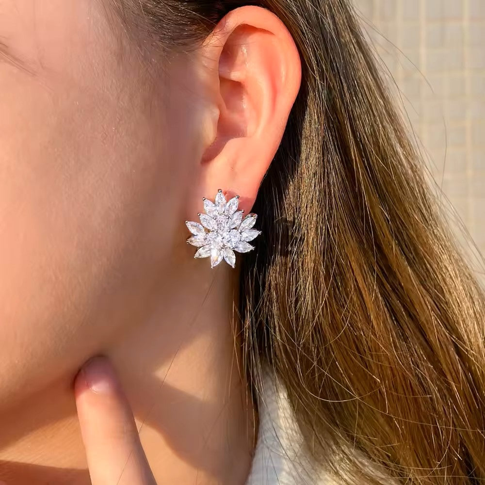 Round and Marquise lab-created Diamond Clip-On Earrings