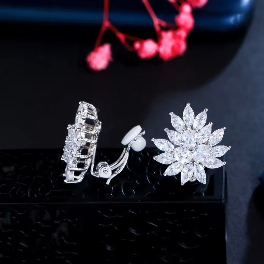 Round and Marquise lab-created Diamond Clip-On Earrings