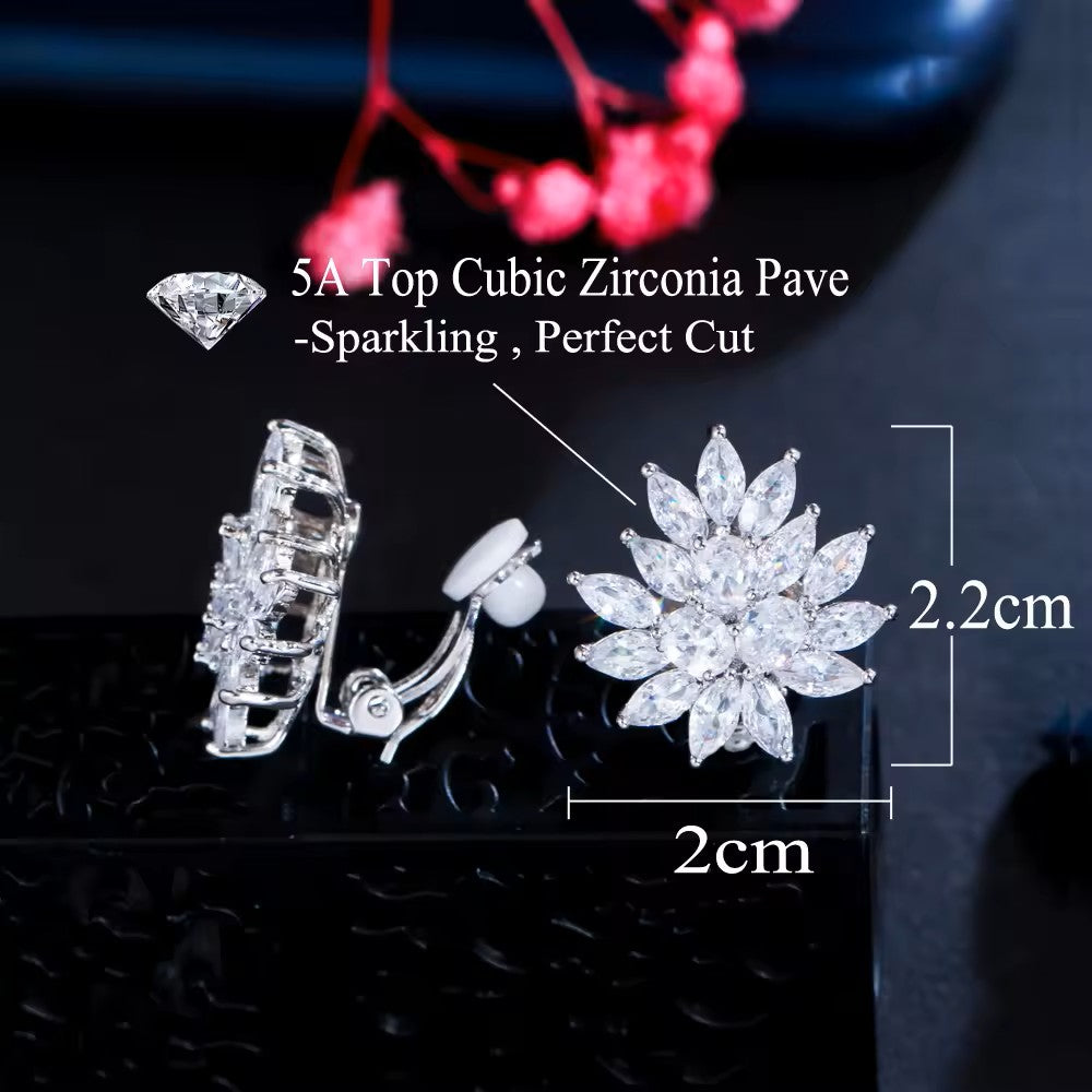 Round and Marquise lab-created Diamond Clip-On Earrings