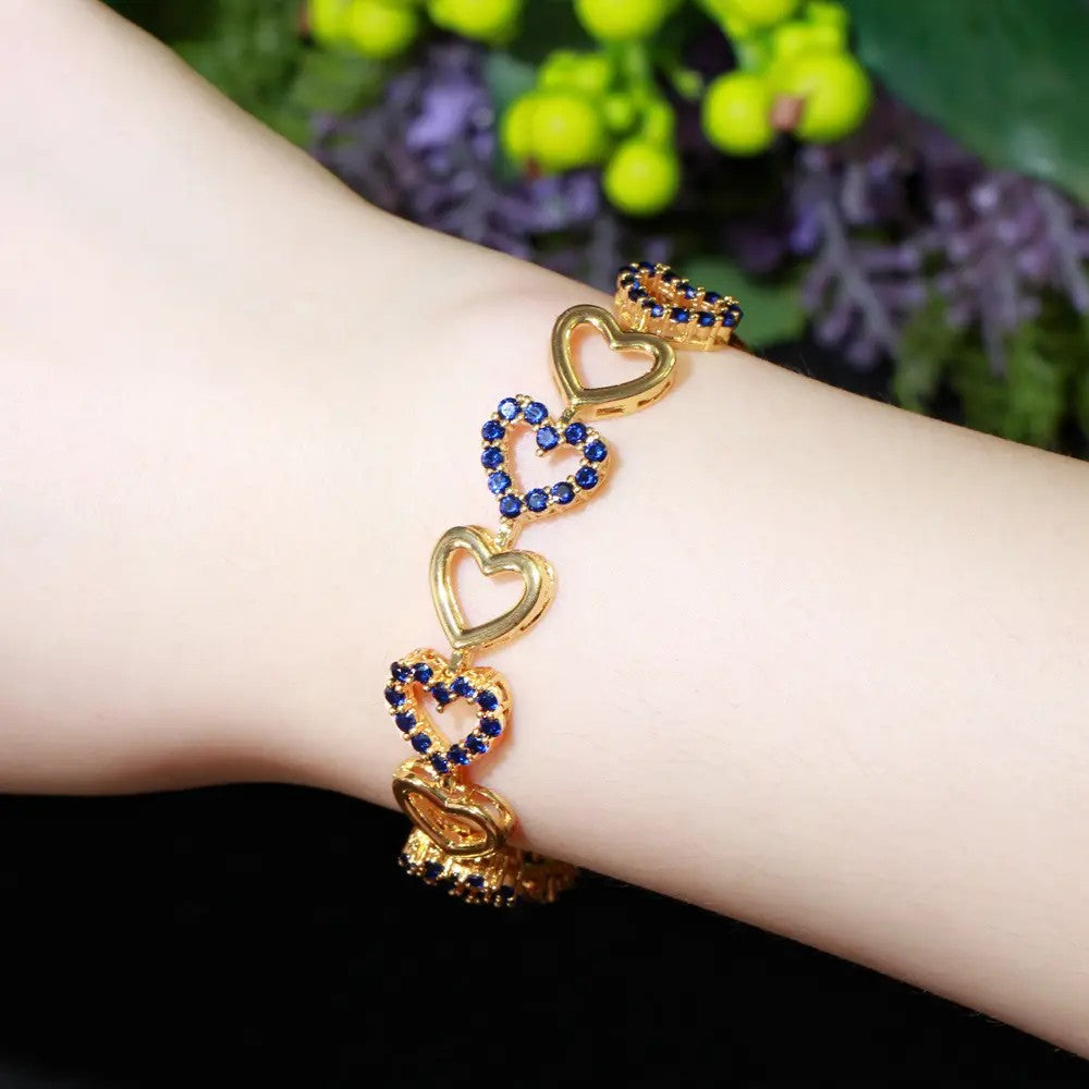 Heart Link lab-created Gemstone Bracelet in Gold Plating