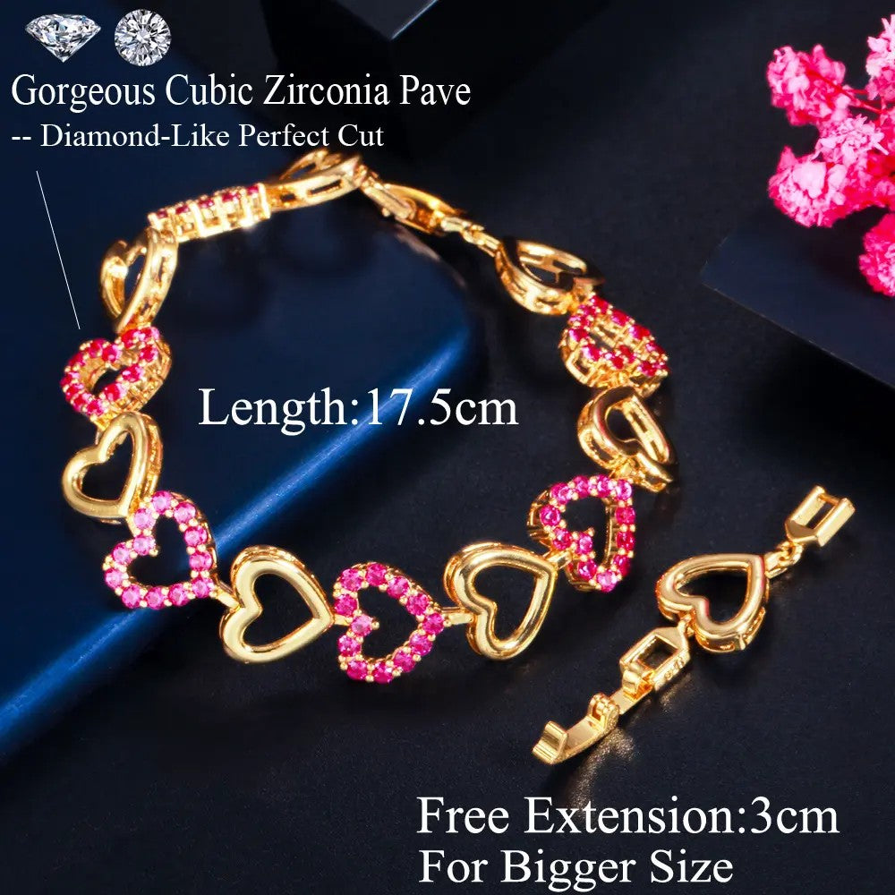 Heart Link lab-created Gemstone Bracelet in Gold Plating