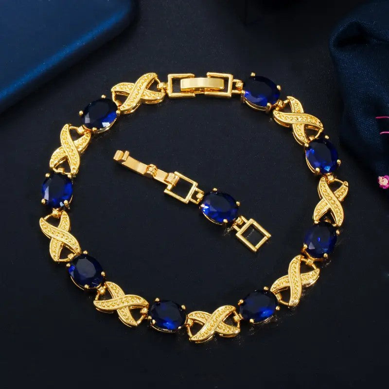 XOXO lab-created Gemstone Link Bracelet in Yellow Gold Plating