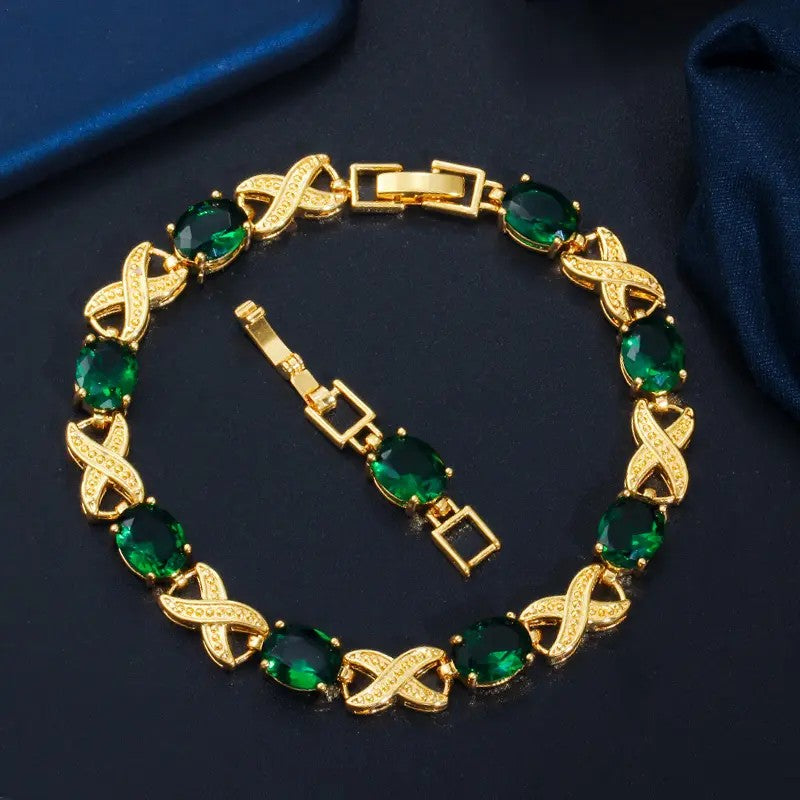 XOXO lab-created Gemstone Link Bracelet in Yellow Gold Plating