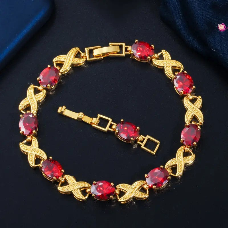 XOXO lab-created Gemstone Link Bracelet in Yellow Gold Plating