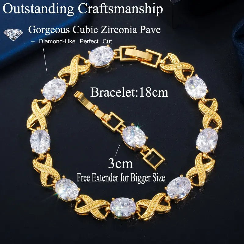 XOXO lab-created Gemstone Link Bracelet in Yellow Gold Plating