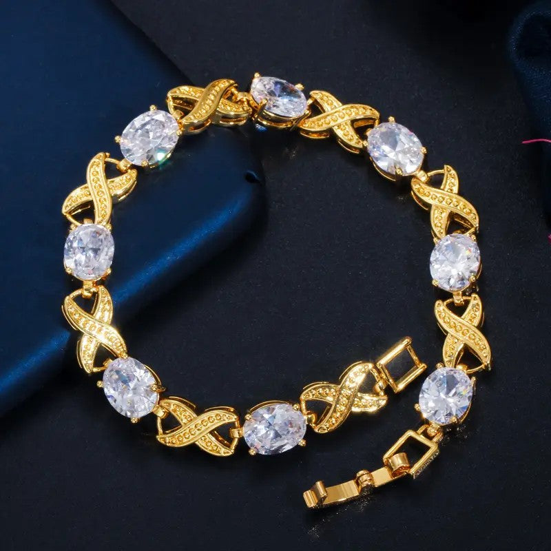 XOXO lab-created Gemstone Link Bracelet in Yellow Gold Plating