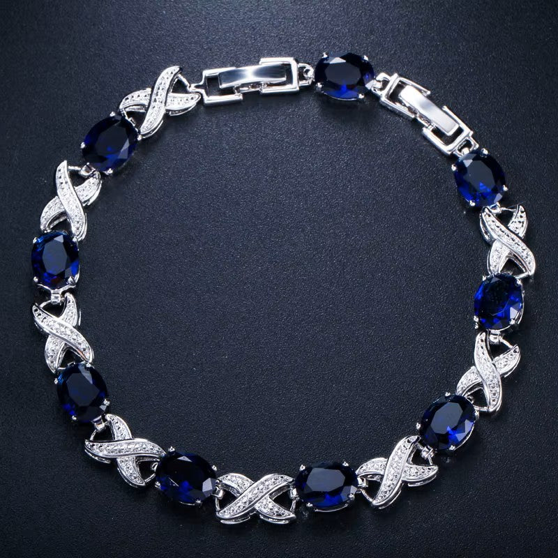 XOXO lab-created Gemstone Link Bracelet in White Gold Plating