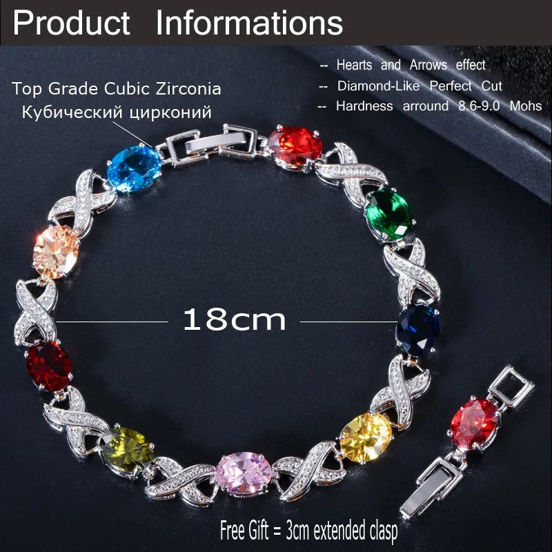 XOXO lab-created Gemstone Link Bracelet in White Gold Plating