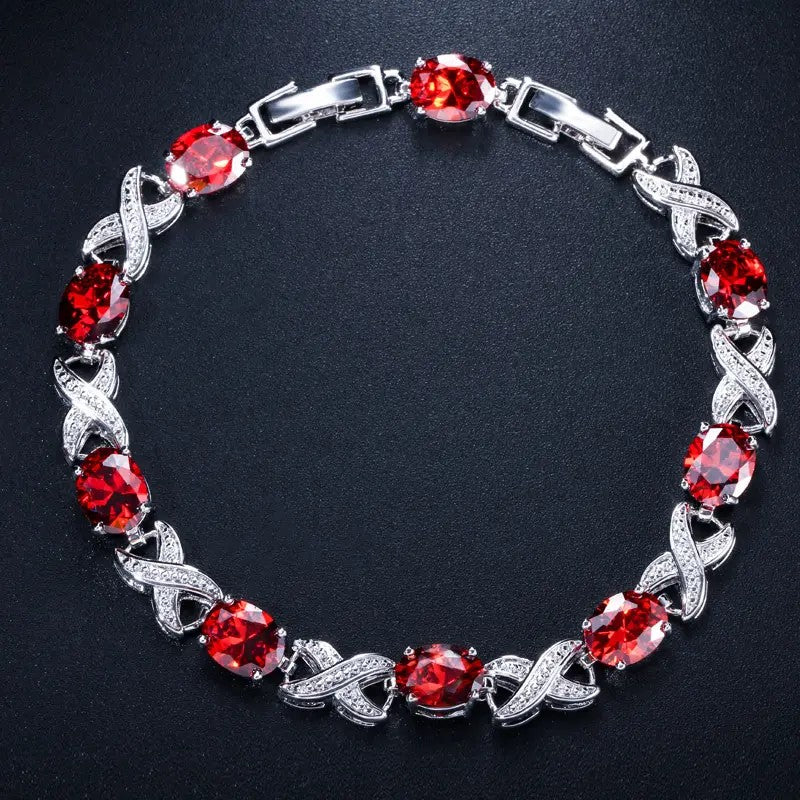 XOXO lab-created Gemstone Link Bracelet in White Gold Plating
