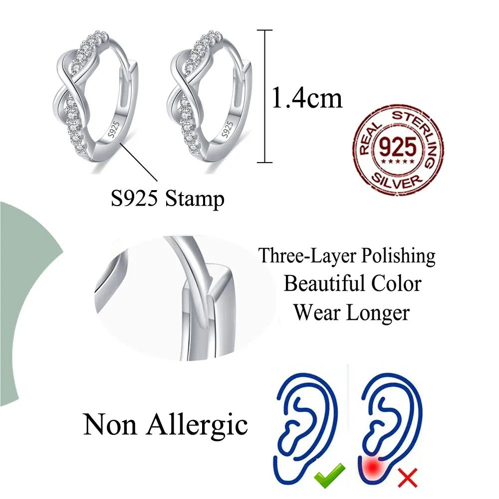 .925 Sterling Infinity with lab-created Diamond Pave Necklace and Earrings Set